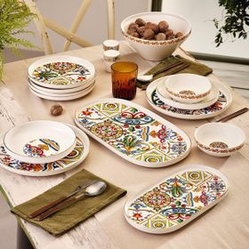 Karaca Streamline Milano Beyaz 59 Parça 12 Kişilik Desenli New Bone Yemek Takımı
