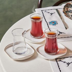 Karaca Streamline Plato 12 Parça 6 Kişilik 165 ml Cam Çay Seti