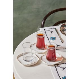 Karaca Streamline Plato 12 Parça 6 Kişilik 165 ml Cam Çay Seti