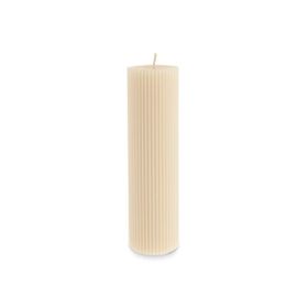 Karaca Striped Tırtıklı Sütun 20 cm Bej Mum