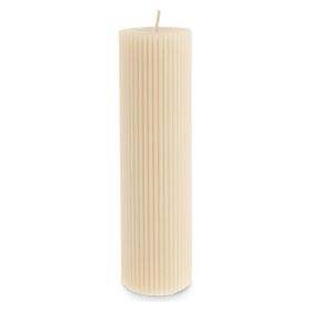 Karaca Striped Tırtıklı Sütun 20 cm Bej Mum
