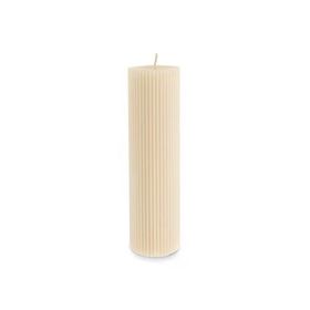 Karaca Striped Tırtıklı Sütun 20 cm Bej Mum