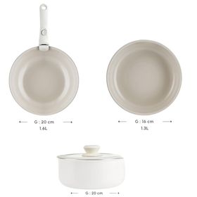 Karaca Swiss Crystal Almond Cream Easy Clip 5 Parça Krem Indüksiyon Tabanlı Tencere Seti