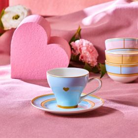 Karaca Talya 90 ml Mavi Kahve Fincanı ve Tabağı