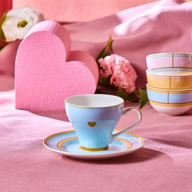 Karaca Talya 90 ml Mavi Kahve Fincanı ve Tabağı