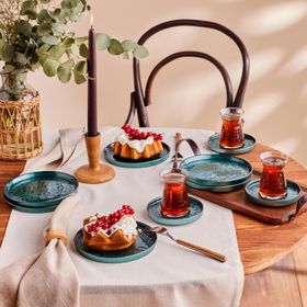 Karaca Teo Yeşil Pasta ve Çay İkram Seti