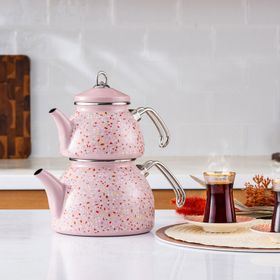 Karaca Terazzo Emaye Krem Midi Çaydanlık Takımı