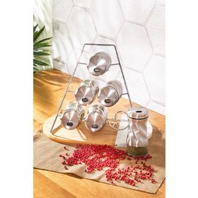 Karaca Tottori İnox 7 Parça Üçgen Standlı Baharatlık/Baharat Takımı