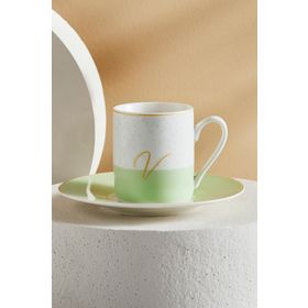 Karaca V Harfli Tek Kişilik 100 ml Porselen Kahve Fincanı