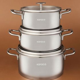Karaca Vapor New İndüksiyon Tabanlı 6 Parça Midi Çelik Tencere Seti