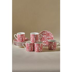 Karaca Velvet Red 90 ml 6 Kişilik Kahve Fincanı