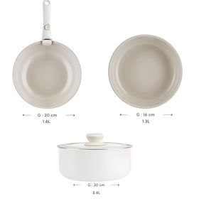 Karaca X Refika Swiss Crystal Almond Cream Easy Clip 5 Parça İndüksiyon Tabanlı Tencere Tava Seti