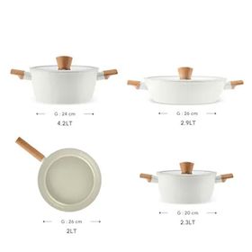 Karaca X Refika Swiss Crystal Creamy Wood 7 Parça Tencere Seti