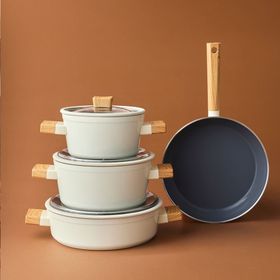 Karaca X Refika Swiss Crystal Creamy Wood 7 Parça Tencere Seti