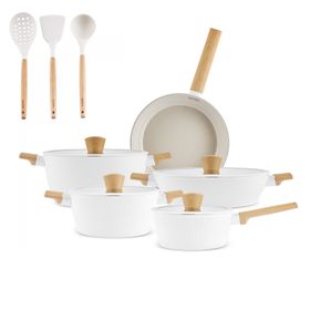 Karaca X Refika Swiss Crystal Purelıne İndüksiyon Tabanlı Almond Cream 12 Parça Tencere Seti