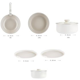 Karaca X Swiss Crystal Almond Cream Easy Clip 9 Parça İndüksiyon Tabanlı Tencere Tava Seti