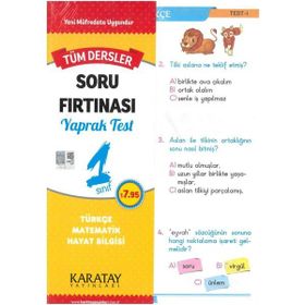 Karatay Yayınları 1.Sınıf Tüm Dersler Yaprak Test