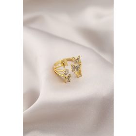 Karazona KZ-BYK2191 Gold Renk Metal Kelebek Kadın Bijuteri Yüzük