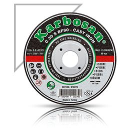 Karbosan 115x2.5x22.23 910270 C 30 S BF80 Düz Döküm Kesme Taşı