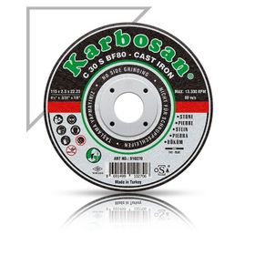 Karbosan 115x2.5x22.23 910270 C 30 S BF80 Düz Döküm Kesme Taşı