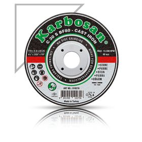 Karbosan 115x2.5x22.23 910270 C 30 S BF80 Düz Döküm Kesme Taşı