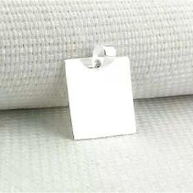 Kare Düz Parlak 925 Ayar Gümüş Kolye Ucu