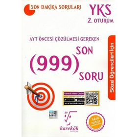 Karekök Yayınları Ayt Öncesi Çözülmesi Gereken Son 999 Soru Sözel