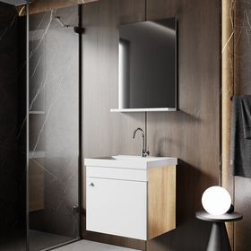 Karen Banyo 50 cm Somono Meşe Milano Aynalı Takım Banyo Dolabı
