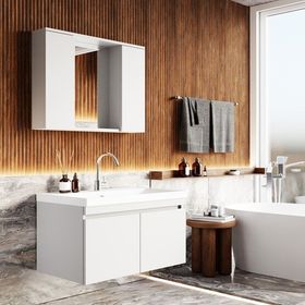 Karen Banyo 80 cm Beyaz Koza Aynalı Takım Banyo Dolabı