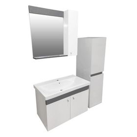 Karen Banyo 80 cm Beyaz New Bahar Aynalı Takım Banyo Dolabı