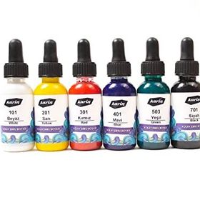 Karin Kolay Ebru Damlalıklı Şişe 30 ml 6 Renk Boya Seti