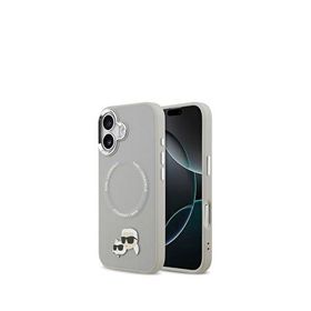 Karl Lagerfeld iPhone 17 Gri Metal Detaylı Magsafe Uyumlu KC PU Deri Telefon Kılıfı
