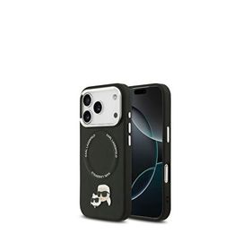 Karl Lagerfeld iPhone 17 Pro Max Siyah Magsafe Uyumlu KC PU Metal Detaylı Deri Telefon Kılıfı