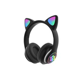 Karler STN-28 Siyah Bluetooth LED Işıklı Hafıza Kartı Girişli Kulak Üstü Kedi Kulaklık