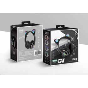 Karler STN-28 Siyah Bluetooth LED Işıklı Hafıza Kartı Girişli Kulak Üstü Kedi Kulaklık