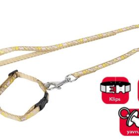 Karlie 10-35 cm-1 mt Kahverengi Yavru Köpek Göğüs Tasma ve Uzatma