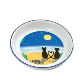 Karlie 200 ml 16 cm Kediler İçin Ay ve Kedi Figürlü Seramik Mama ve Su Kabı
