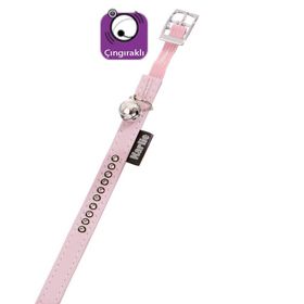 Karlie Toz Pembe 30 cm 11 mm Deri Taşli Kedi Tasması