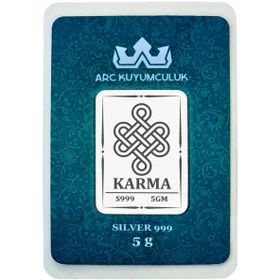 Karma Temalı 999 Ayar Gümüş İle Tasarlanmış Hediyeye Özel 5 Gr Gümüş Külçe
