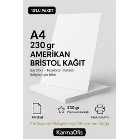 KarmaOfis A4 10 Adet Amerikan Bristol Kağıdı