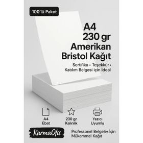 KarmaOfis A4 100 Adet Amerikan Bristol Kağıdı