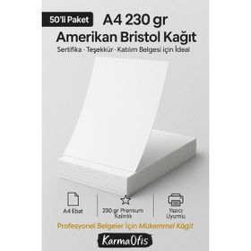 KarmaOfis A4 50 Adet Amerikan Bristol Kağıdı