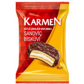 Karmen 30 gr Sütlü Çikolatalı Sandviç Bisküvi