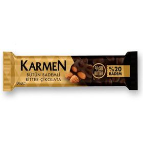 Karmen Bütün Bademli 80 gr Bitter Çikolata