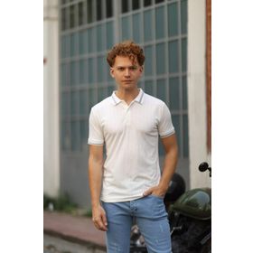 Karpefingo 36817 Beyaz Basic Polo Yaka Erkek T-Shirt