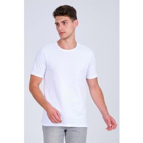 Karpefingo 46471 Beyaz Bisiklet Yaka Basic Erkek T-Shirt
