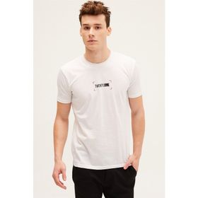 Karpefingo Beyaz Baskılı Erkek T-Shirt
