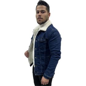 Karpefingo Mavi İçi Kürklü Erkek Kot Ceket