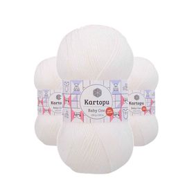 Kartopu K010 3 Adet Kar Beyaz Baby One Tüylenmeyen El Örgü İpi Yünü