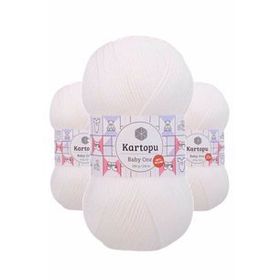 Kartopu K010 3 Adet Kar Beyaz Baby One Tüylenmeyen El Örgü İpi Yünü